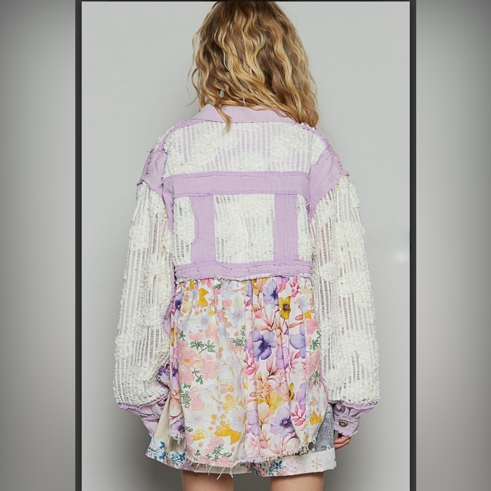 POL YKJ103A Lavender Patchwork Jean Jacket - Picture 3 of 4